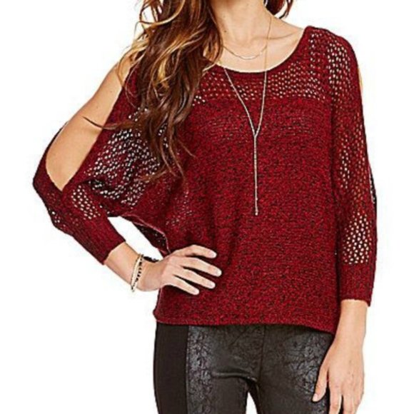 Jessica Simpson Red Off-the-Shoulder Sweater - Picture 1 of 14